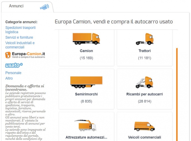 Vendi o compra il tuo camion usato su Transportonline