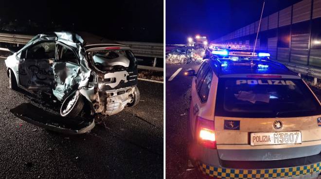 A1, bisarca perde auto: sette feriti, uno è grave