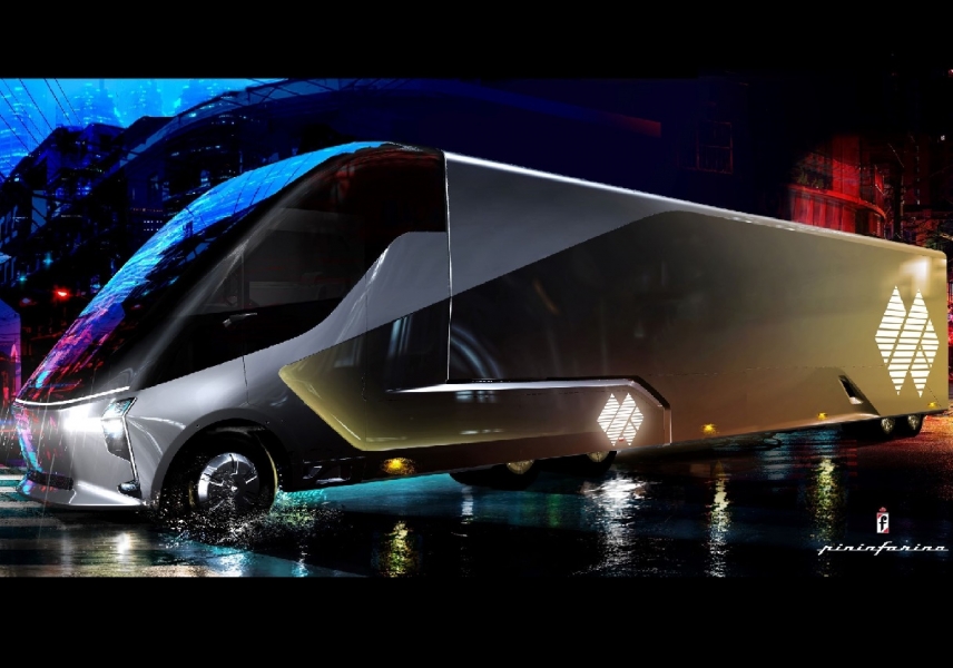 Presentato il camion elettrico a guida autonoma disegnato da Pininfarina