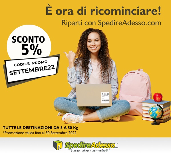 SpedireAdesso.com lancia un codice sconto su tutte le spedizioni di settembre