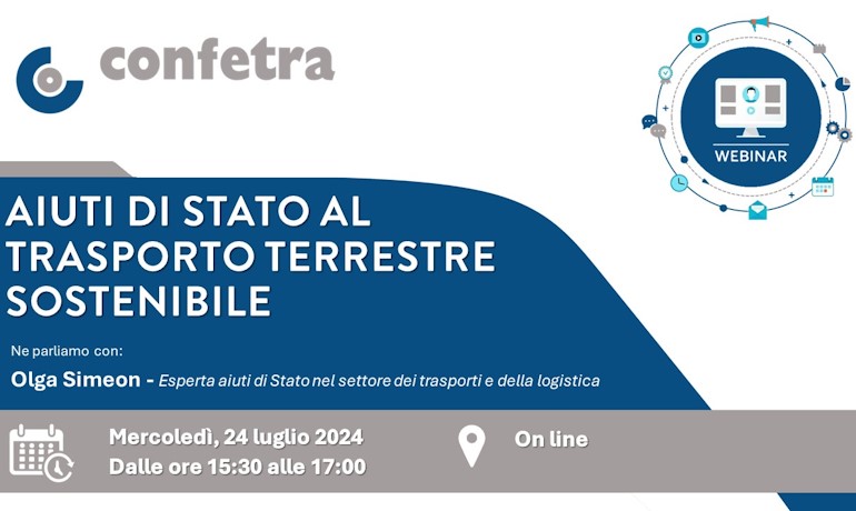 Webinar gratuito ''Aiuti di Stato aiuti al trasporto terrestre sostenibile''