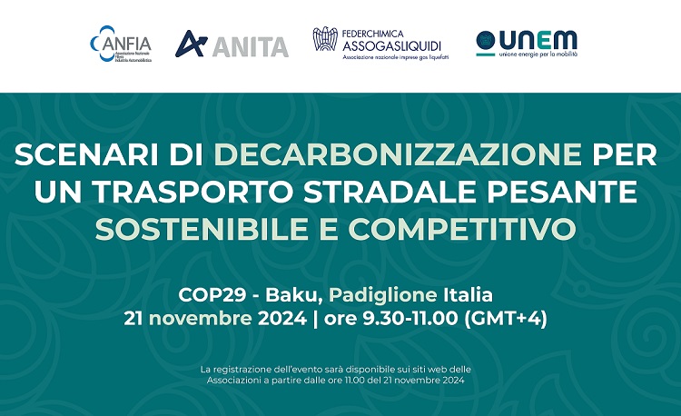 ANFIA, ANITA, ASSOGASLIQUIDI e UNEM insieme alla COP29 di Baku