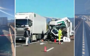 Grave tamponamento tra camion sull'A22