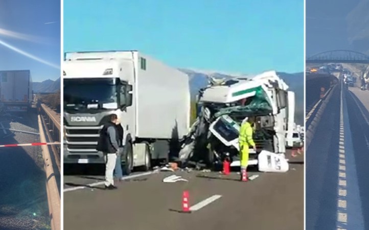 Grave tamponamento tra camion sull'A22