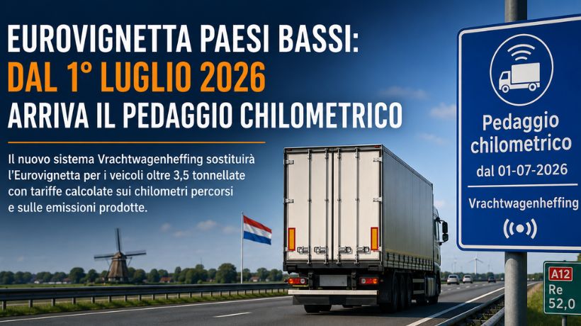 Eurovignetta Paesi Bassi dal 1° luglio 2026 arriva il pedaggio chilometrico transportonline